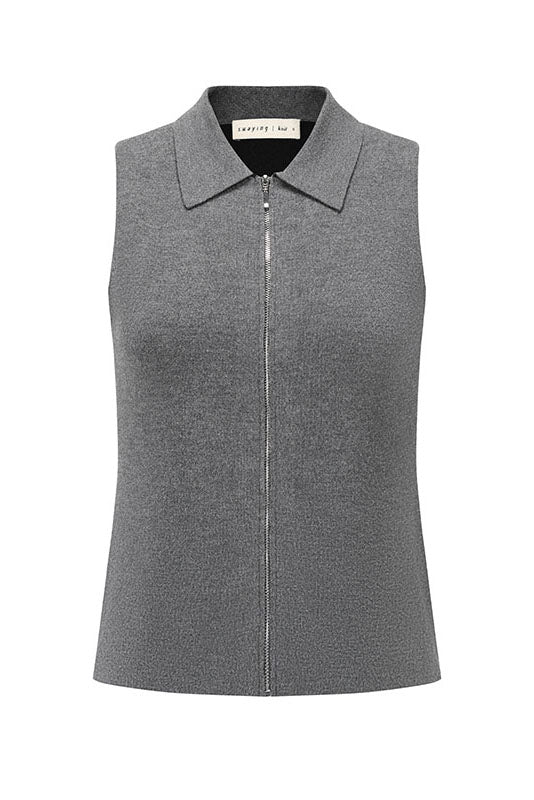 SWAYING 25 Early Autumn Zipper Lapel Cashmere Blend Vest SW-SW25PF1T15C3-HUI Gray